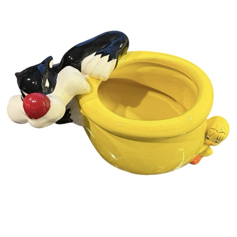 Sylvester And Tweety Bird Porcelain Planter Warner Bros. Looney Tunes Vintage